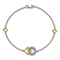 14k Yellow Gold and 14k White Gold Polished Diamond Circle and Square Bracelet