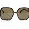 Gucci Brown Tortoise Square Frame / Brown Lens Sunglasses