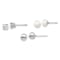 Rhodium Over Sterling Silver Ball/ 6-7mm Button Freshwater Cultured
Pearl/CZ Stud Ear Set