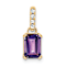10k Yellow Gold 1 ctw Amethyst and Accent Diamond Pendant
