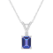 7x5mm Emerald Cut Tanzanite with Diamond Accent 14k White Gold Pendant
With Chain