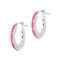 Sterling Silver Pink Enamel Hoop Round Earrings