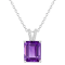 10x8mm Emerald Cut Amethyst With Diamond Accents Rhodium Over Sterling
Silver Pendant with Chain