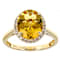 Yellow Beryl Oval And White Diamond Halo Ring In Solid 14K Yellow Gold 2.53ctw