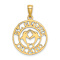 14k Yellow Gold Saint George Island with Dolphins Circlular Charm