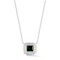 Rachel Zoe Green CZ Halo Pendant Necklace in Rhodium Over Sterling Silver