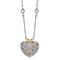 Rhodium Over Sterling Silver with 14K Accent Diamond Vintage Heart Necklace