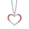 Sterling Silver Rhodium-plated Red Enamel Heart with 1-inch Extension Necklace