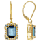 Blue Topaz And White Zircon Dangle Earrings In 18K Gold Over Sterling
Silver 5.31ctw
