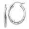 Rhodium Over 14k White Gold 11/16" Diamond-Cut Polished Oval Hoop Earrings
