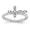 Rhodium Over Sterling Silver Stackable Expressions Cross Aquamarine Ring 0.10ctw