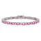 Rhodium Over 14k White Gold Oval Lab Created Pink Sapphire and Diamond Bracelet