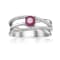 Round Ruby with White Sapphire Accents Sterling Silver Crossover Open
Design Ring, 0.65ctw