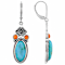 Turquoise And Spiny Oyster Shell Sterling Silver Earrings 16x7mm