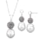 White Freshwater Pearl with White Crystal Accents Sterling Silver
Necklace and Earrings Set
