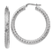 Rhodium Over 14K White Gold 1 5/8" Diamond-Cut Round Hoop Earrings