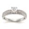 Rhodium Over 14K White Gold Diamond Trio Engagement Ring 0.12ctw