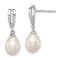 Rhodium Over Sterling Silver 7-8mm White Freshwater Cultured Pearl Cubic
Zirconia Dangle Earrings
