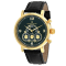 Christian Van Sant Men's Dominion Green Dial, Black Leather Strap Watch