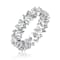 Heart Shape CZ Band Ring In White Rhodium Over Brass