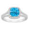 7mm Cushion Blue Topaz 1/4 ctw Diamond Rhodium Over Sterling Silver Halo Ring