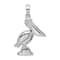 Rhodium Over Sterling Silver Large 3D Standing Pelican Pendant