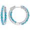 Turquoise Inside Outside Hoop Earrings in Rhodium Over Sterling Silver