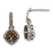 Sterling Silver with 14K Accent Antiqued Smoky Quartz Post Dangle Earrings