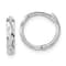 Rhodium Over 14K White Gold Hinged Diamond-cut Hoop Earrings