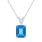 10x8mm Emerald Cut Blue Topaz 14k White Gold Pendant With Chain