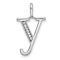 14K White Gold Diamond Lower Case Letter Y Initial Pendant