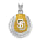 Rhodium Over Sterling Silver MLB LogoArt San Diego Padres Enameled Pendant