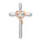 10k White Gold and 10k Rose Gold Cross with Heart Diamond Chain Slide Pendant