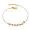 Pave CZ Heart Station Bracelet In 14K Gold Over Sterling Silver