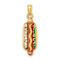 14k Yellow Gold 3D Multi-Color Enamel Hot Dog with Bun Charm