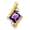 10k Yellow Gold 0.52 ctw Cushion Amethyst and Diamond Chain Slide Pendant