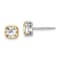 Rhodium Over Sterling Silver with 14k Accent White Topaz Square Stud Earrings