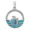Rhodium Over Sterling Silver Blue Inlay Lab Created Opal Turtle Pendant