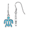 Rhodium Over Sterling Silver Lab Created Opal Inlay Tortoise Dangle Earrings
