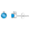 4mm Round Blue Topaz with Diamond Accents 14k White Gold Stud Earrings