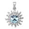Rhodium Over Sterling Silver Polished Blue Crystal Sun Pendant