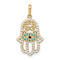 14k Yellow Gold Multi-colored Cubic Zirconia Hamsa Pendant