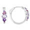 Multi-Stone Amethyst And Rhodolite Hoop Earrings In Sterling Silver