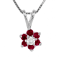 0.24ctw Ruby with Diamond Accent Flower Design  Pendant 14k White Gold