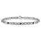 Rhodium Over 14k White Gold White and Black Diamond Flower Infinity Bracelet
