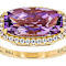 Amethyst Rectangular Cushion And White Zircon Ring In 18K Gold Over
Sterling Silver 3.49ctw