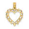 10K Yellow Gold Textured Heart with Lace Trim Charm