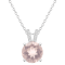 8mm Round Rose Quartz With Diamond Accents Rhodium Over Sterling Silver
Pendant with Chain