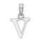 Rhodium Over 14k White Gold Polished Block Letter V Initial Pendant