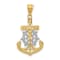 14K Yellow Gold with White Rhodium Diamond-cut Mariners Cross Pendant